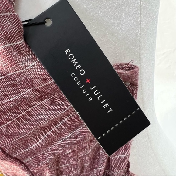 Romeo & Juliet Couture NWT Button Linen Jumpsuit wide leg lagenlook striped S - Picture 11 of 14